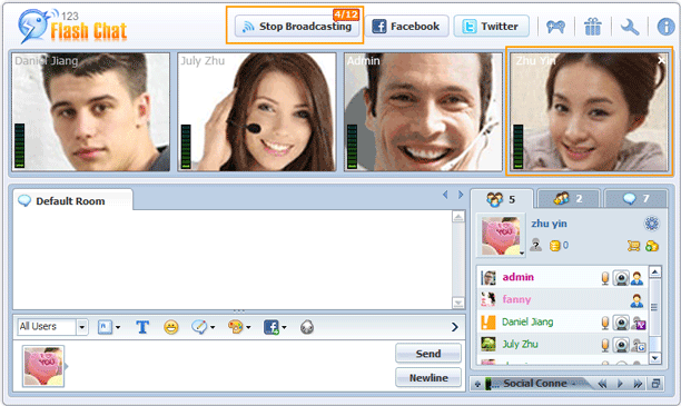 Stop Broadcasting of 123 Flash Chat, Chat Software