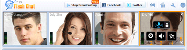 Close Broadcasting Video of 123 Flash Chat, Chat Software