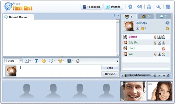 Botón emergente en la ventana de video de 123FlashChat, software Flash, chat PHP, chat HTML
