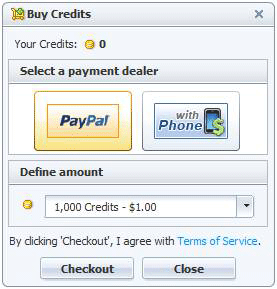 Chat Credits Payment Panel of 123 Flash Chat, Chat Software