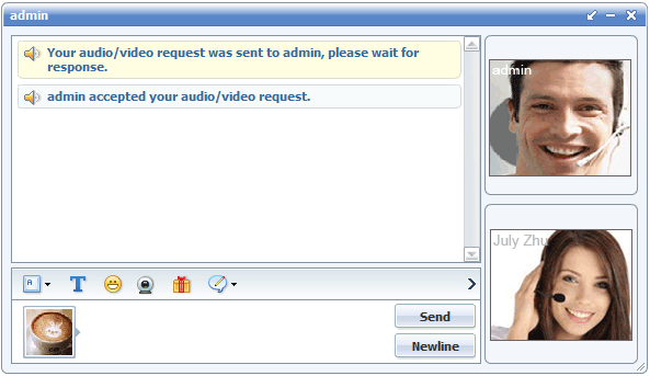Embedded Video Windows in Private Chat of 123 Flash Chat, Chat Software