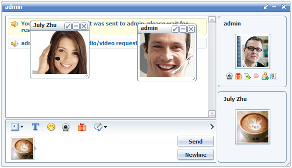Private Video Window of 123FlashChat, Flash Software, PHP Chat, HTML Chat