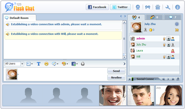 Bottom Video Window of 123FlashChat, Flash Software, PHP Chat, HTML Chat
