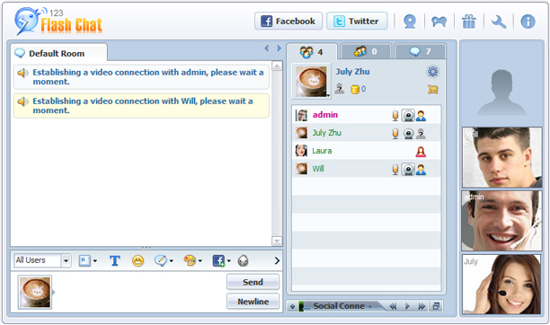 Right Video Window of 123FlashChat, Flash Software, PHP Chat, HTML Chat