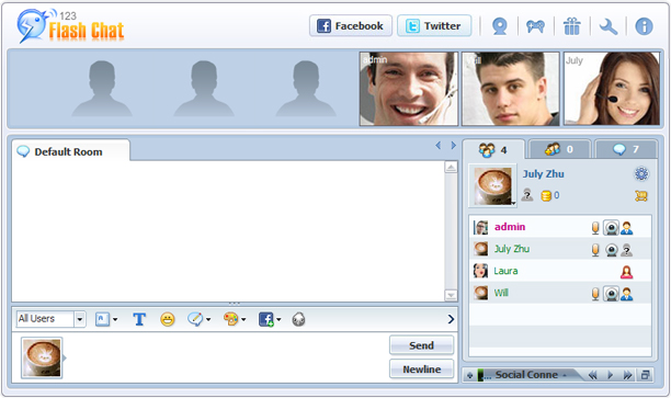 Top Video Window of 123FlashChat, Flash Software, PHP Chat, HTML Chat