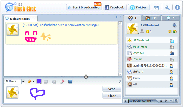 Handwriting Message of 123FlashChat, Flash Software, PHP Chat, HTML Chat