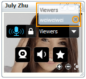 Lista de visores en ventanas de video de 123FlashChat, software Flash, chat PHP, chat HTML