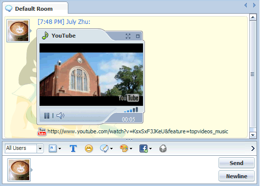 Advance Message Button of 123 Flash Chat, Chat Software